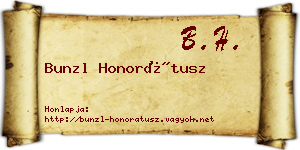 Bunzl Honorátusz névjegykártya